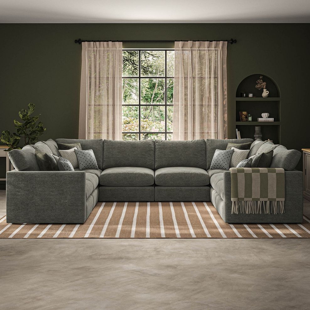 Malvern Large U-Shape Modular Corner Sofa in Olive Green fabric - Group 11 1