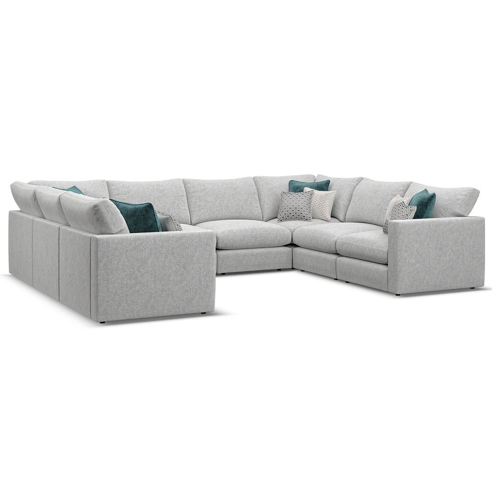 Malvern Large U-Shape Modular Corner Sofa in Silver fabric - Group 11 1