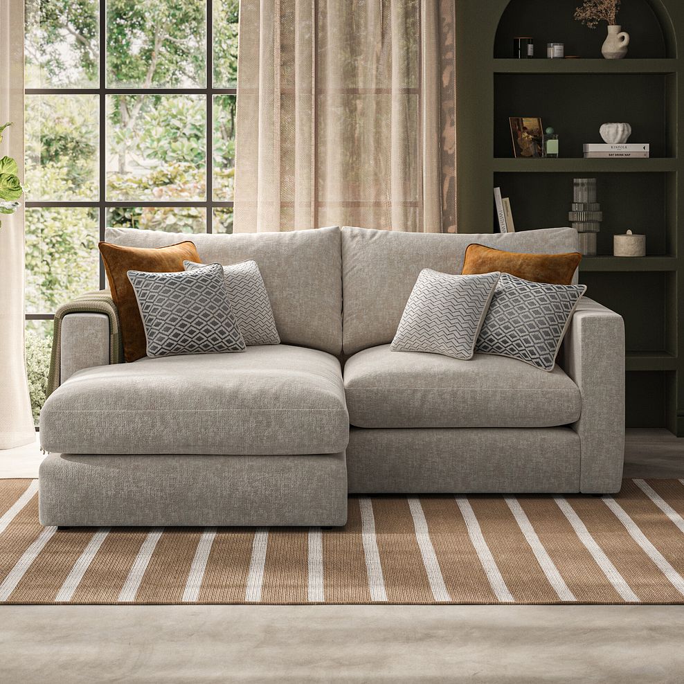 Malvern Modular 2 Seater Left Hand Compact Chaise Sofa in Beige fabric - Group 12 2