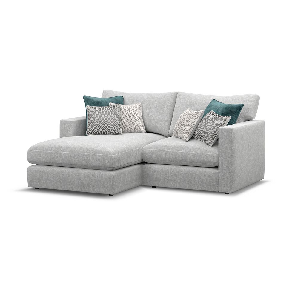 Malvern Modular 2 Seater Left Hand Compact Chaise Sofa in Silver fabric - Group 12 1