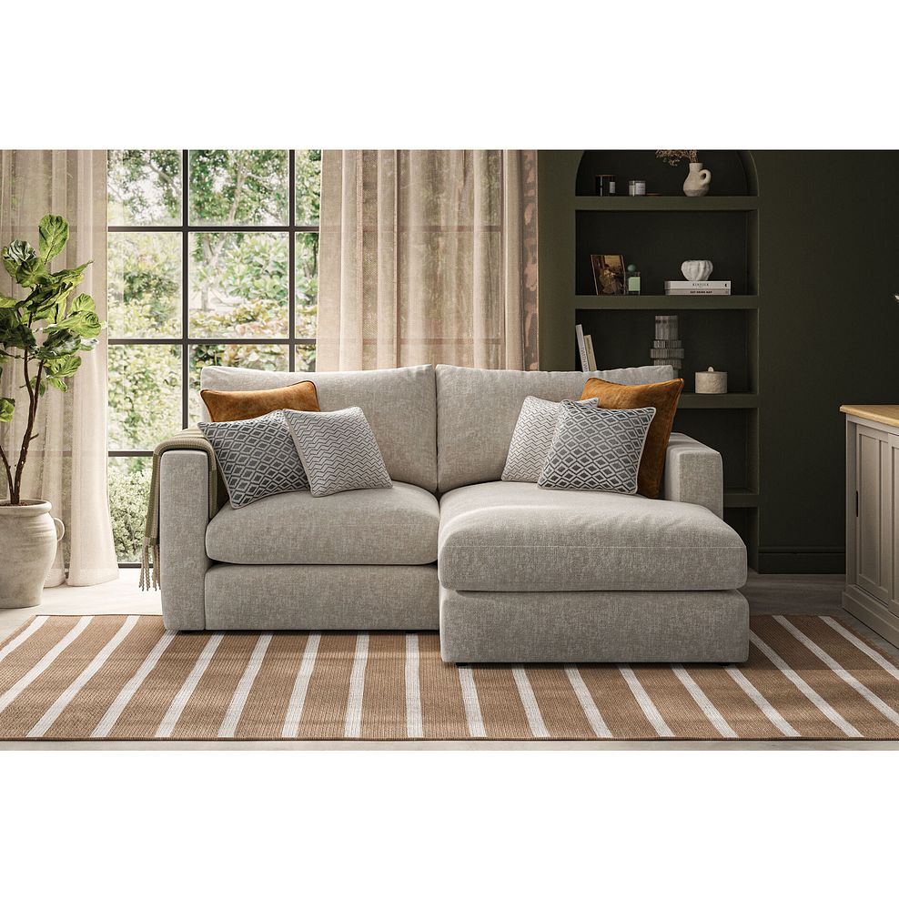 Malvern Modular 2 Seater Right Hand Compact Chaise Sofa in Beige fabric - Group 13 1