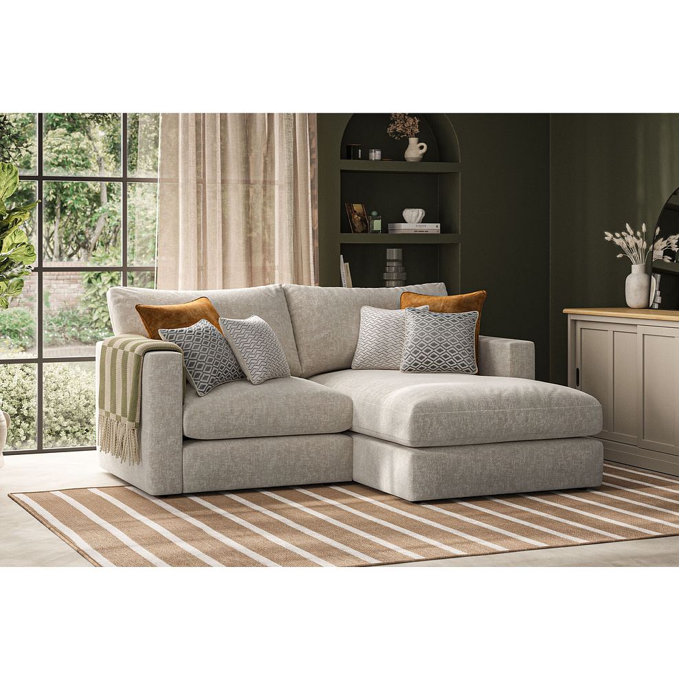 Malvern Modular 2 Seater Right Hand Compact Chaise Sofa in Beige fabric - Group 13 2