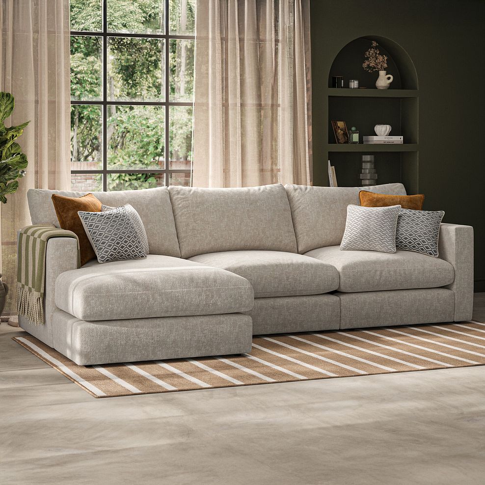 Malvern Modular 3 Seater Left Hand Chaise Sofa in Beige fabric - Group 14 1
