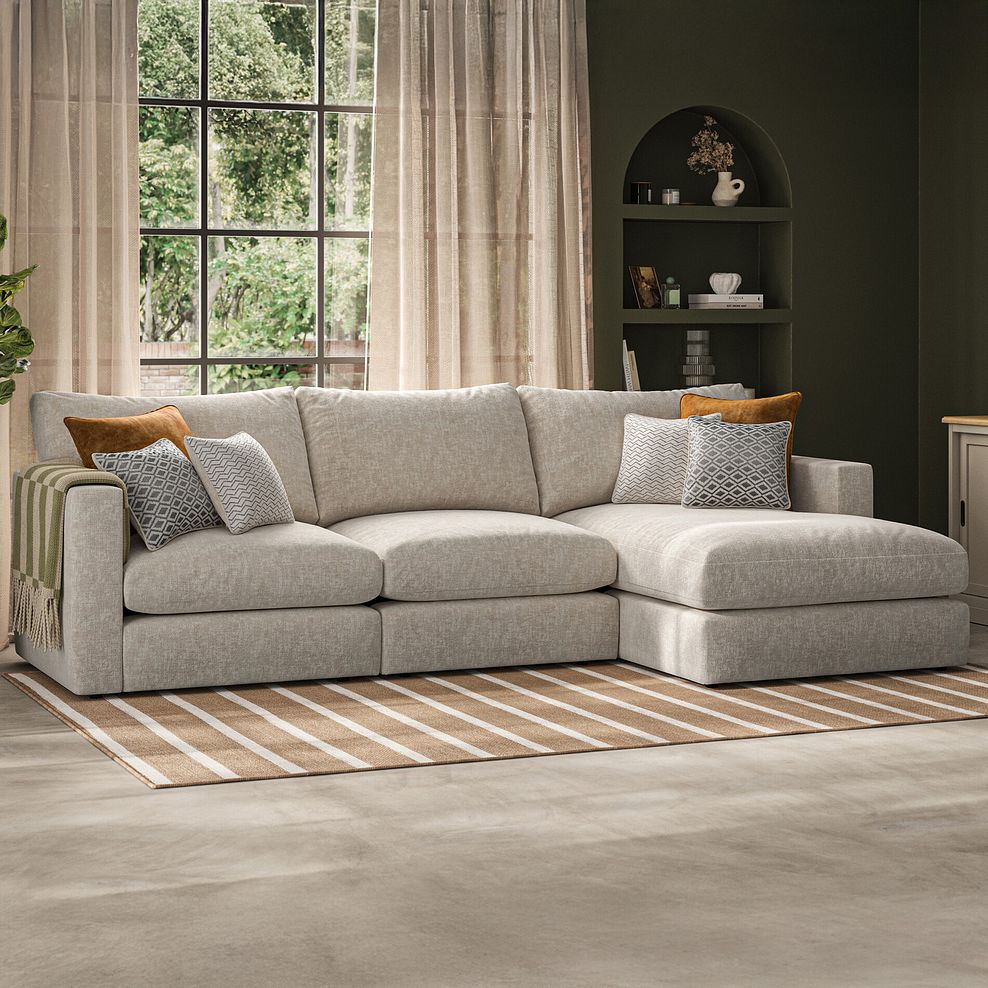 Malvern Modular 3 Seater Right Hand Chaise Sofa in Beige fabric - Group 15 1