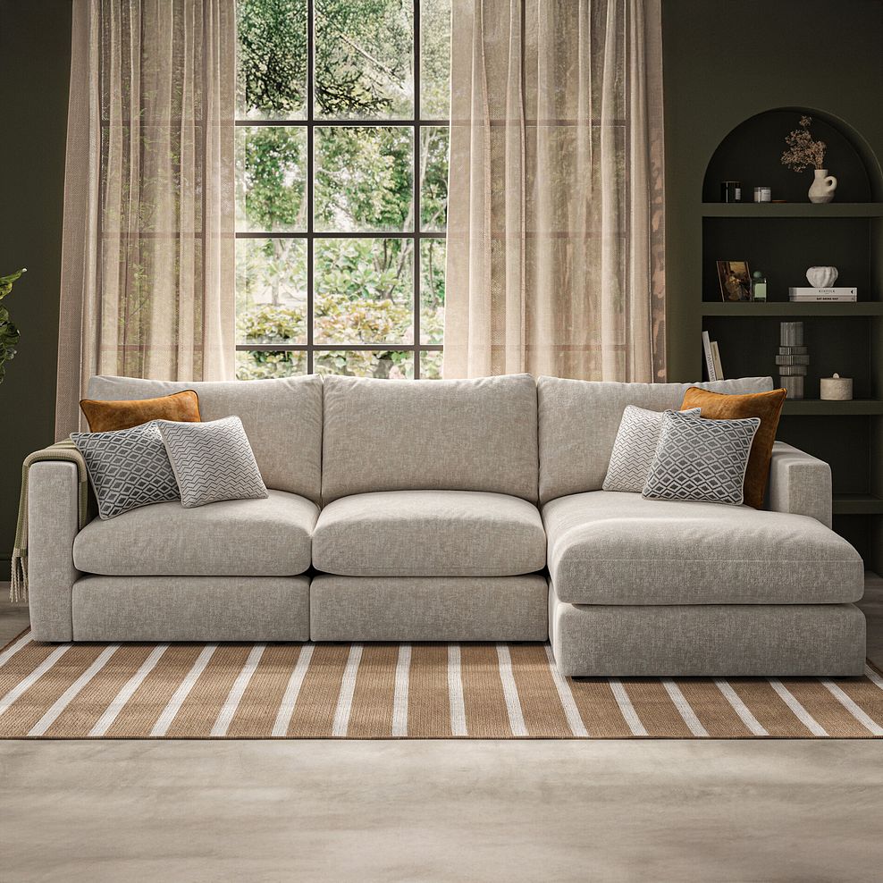 Malvern Modular 3 Seater Right Hand Chaise Sofa in Beige fabric - Group 15 2