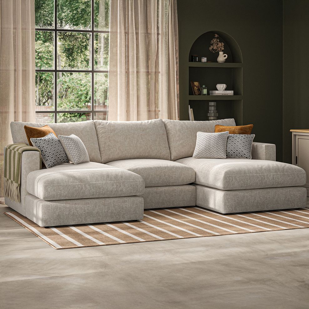 Malvern Modular 3 Seater U-Shape Chaise Sofa in Beige fabric - Group 16 2