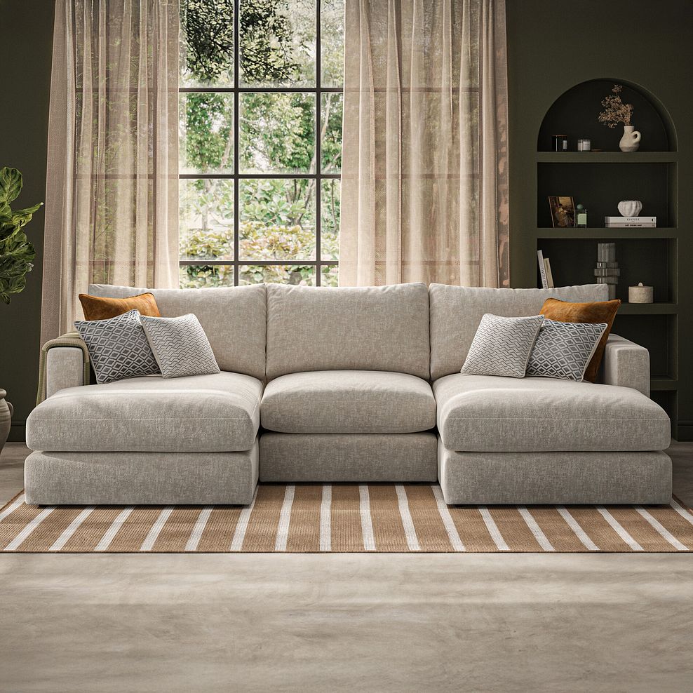 Malvern Modular 3 Seater U-Shape Chaise Sofa in Beige fabric - Group 16 1