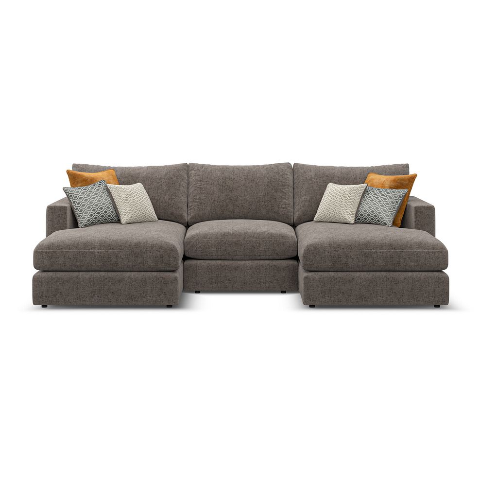 Malvern Modular 3 Seater U-Shape Chaise Sofa in Brown fabric - Group 16 2