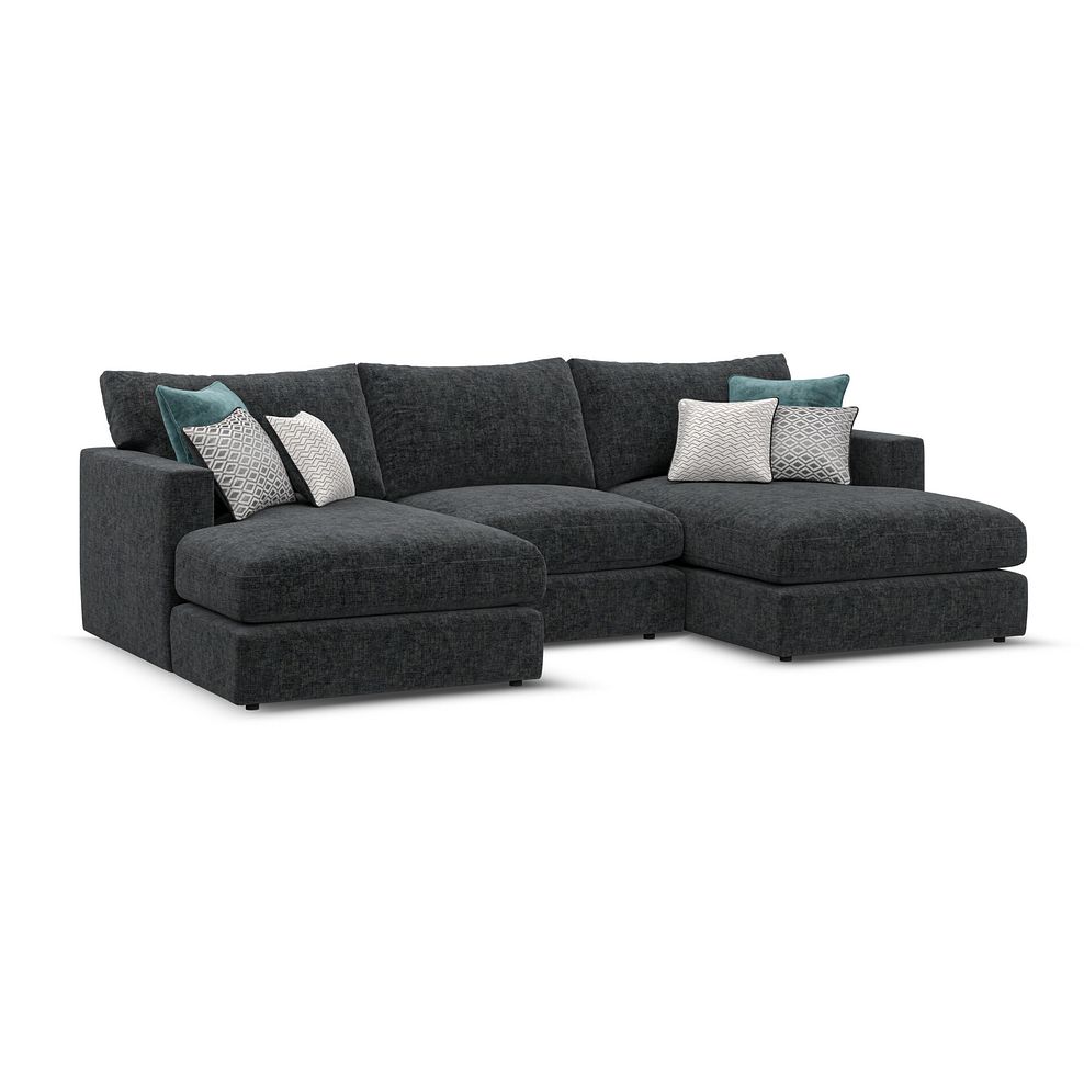 Malvern Modular 3 Seater U-Shape Chaise Sofa in Charcoal fabric - Group 16 1