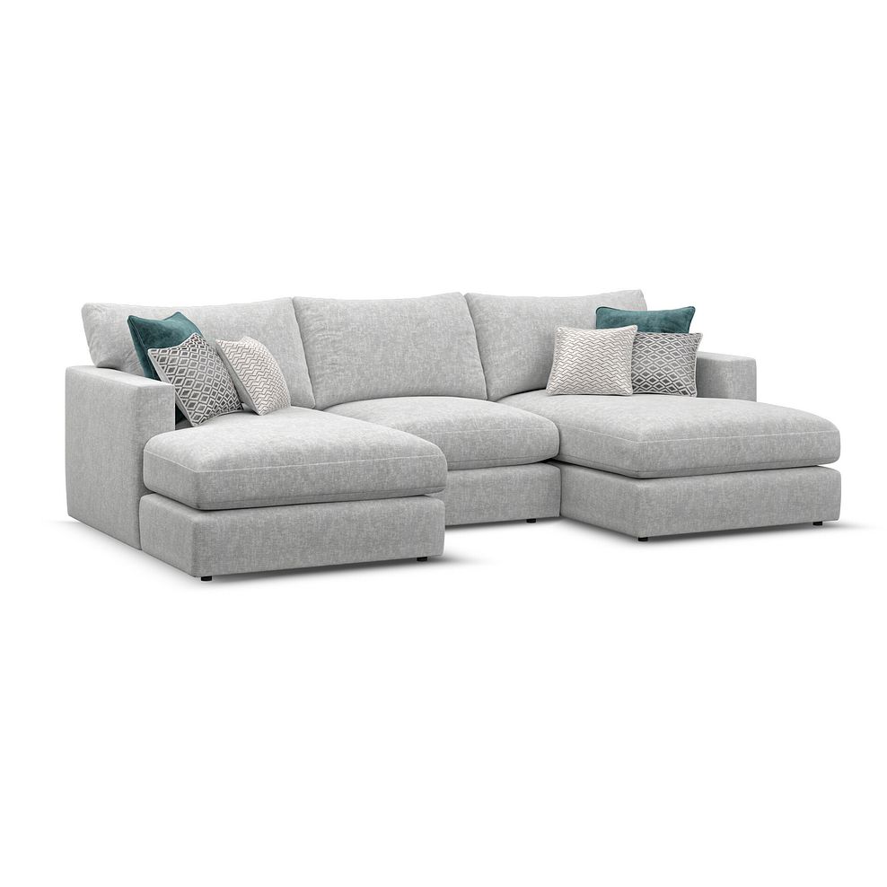 Malvern Modular 3 Seater U-Shape Chaise Sofa in Silver fabric - Group 16 1
