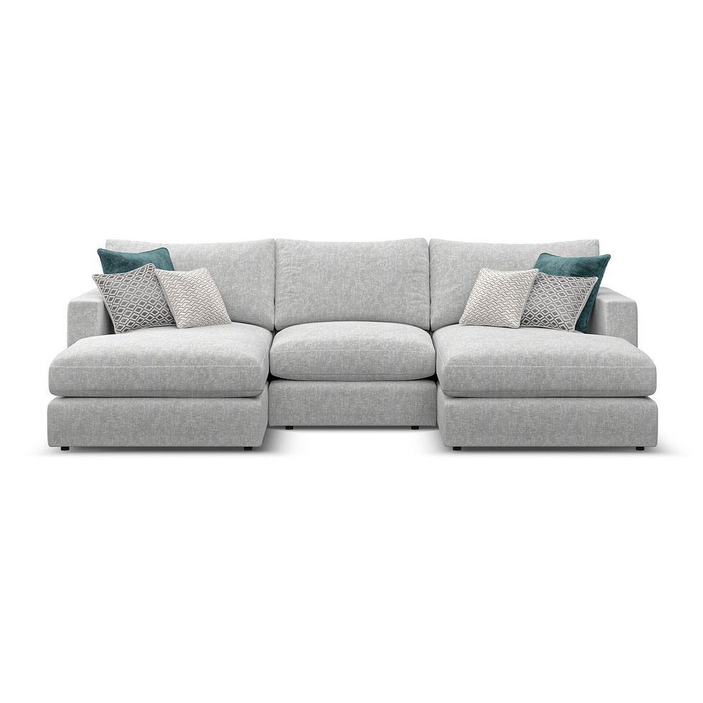 Malvern Modular 3 Seater U-Shape Chaise Sofa in Silver fabric - Group 16 2