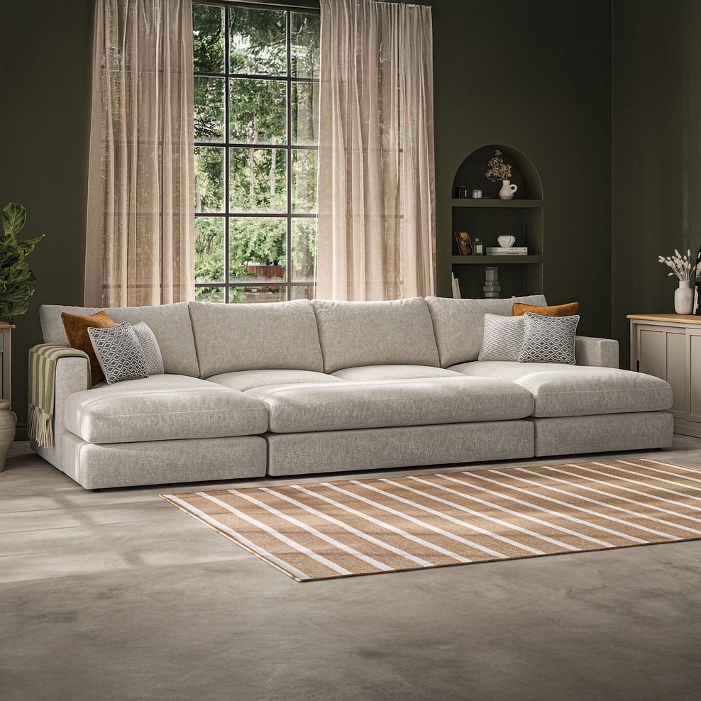 Malvern Modular 4 Seater U-Shape Chaise Sofa in Beige fabric - Group 17 3