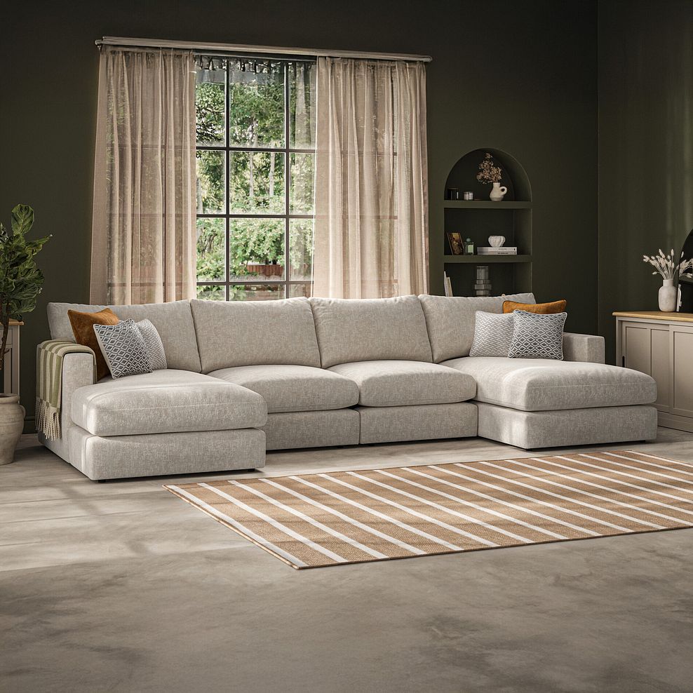 Malvern Modular 4 Seater U-Shape Chaise Sofa in Beige fabric - Group 17 1