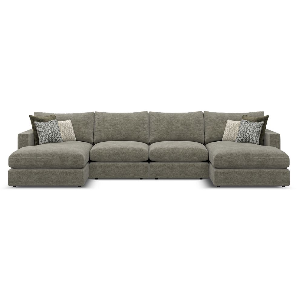 Malvern Modular 4 Seater U-Shape Chaise Sofa in Olive Green fabric - Group 17 1