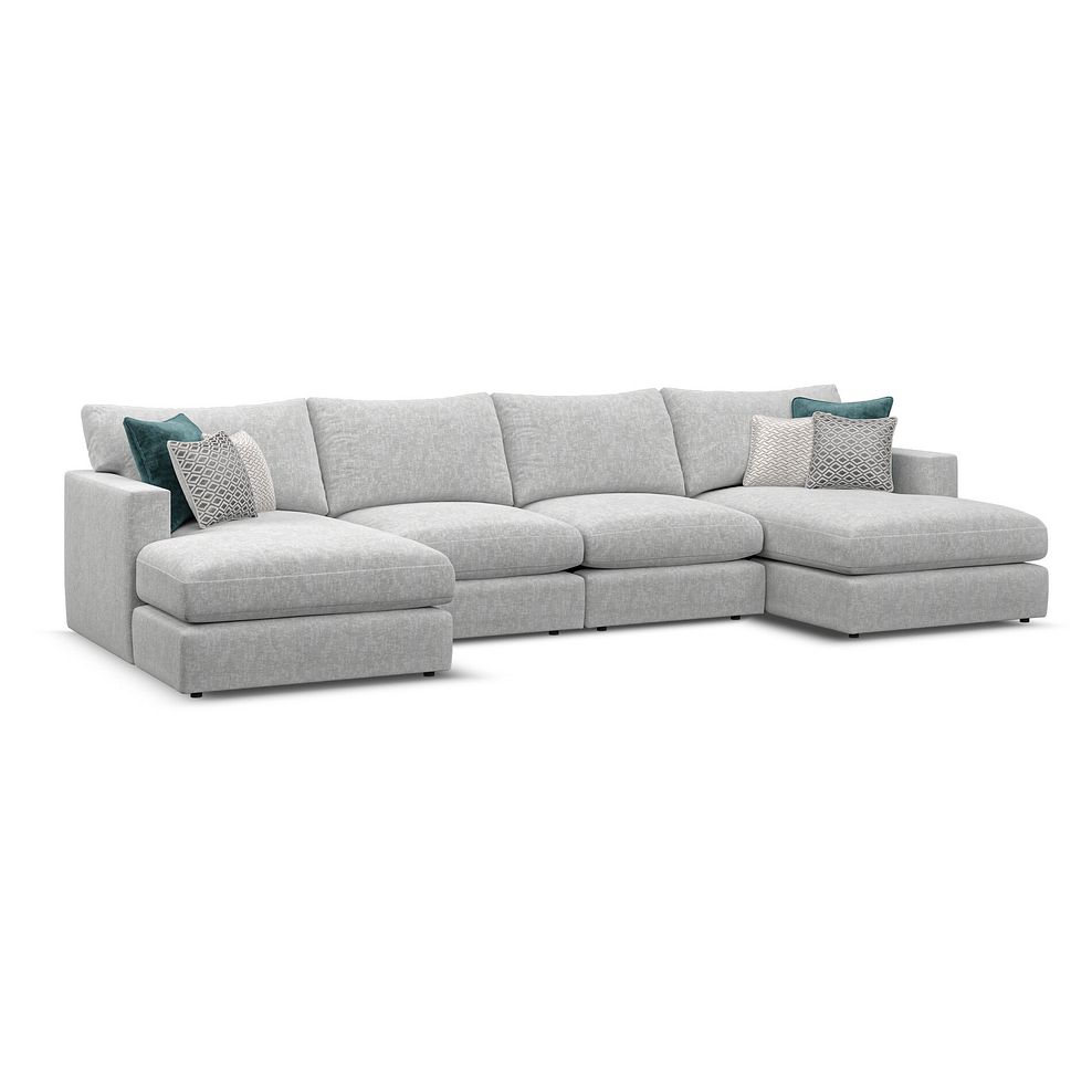 Malvern Modular 4 Seater U-Shape Chaise Sofa in Silver fabric - Group 17 1