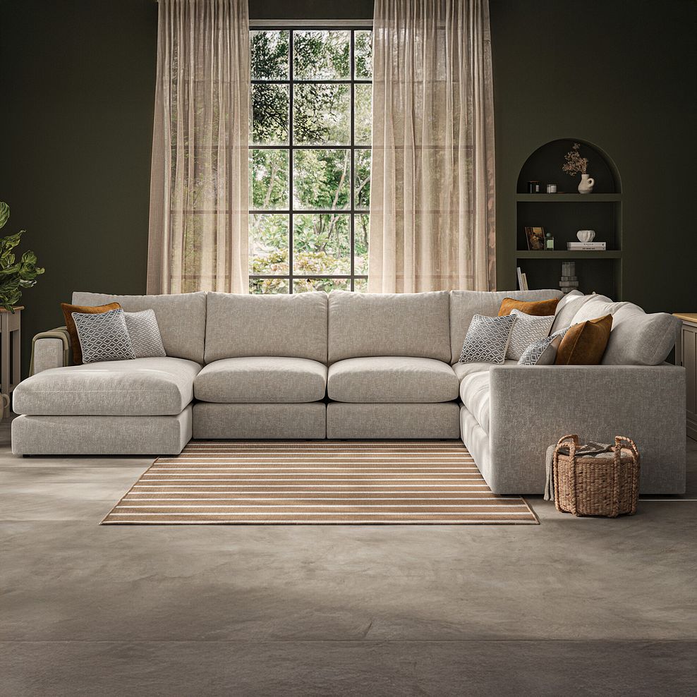 Malvern  Modular 6 Seater Left Hand Corner Sofa with Chaise in Beige fabric - Group 18 2