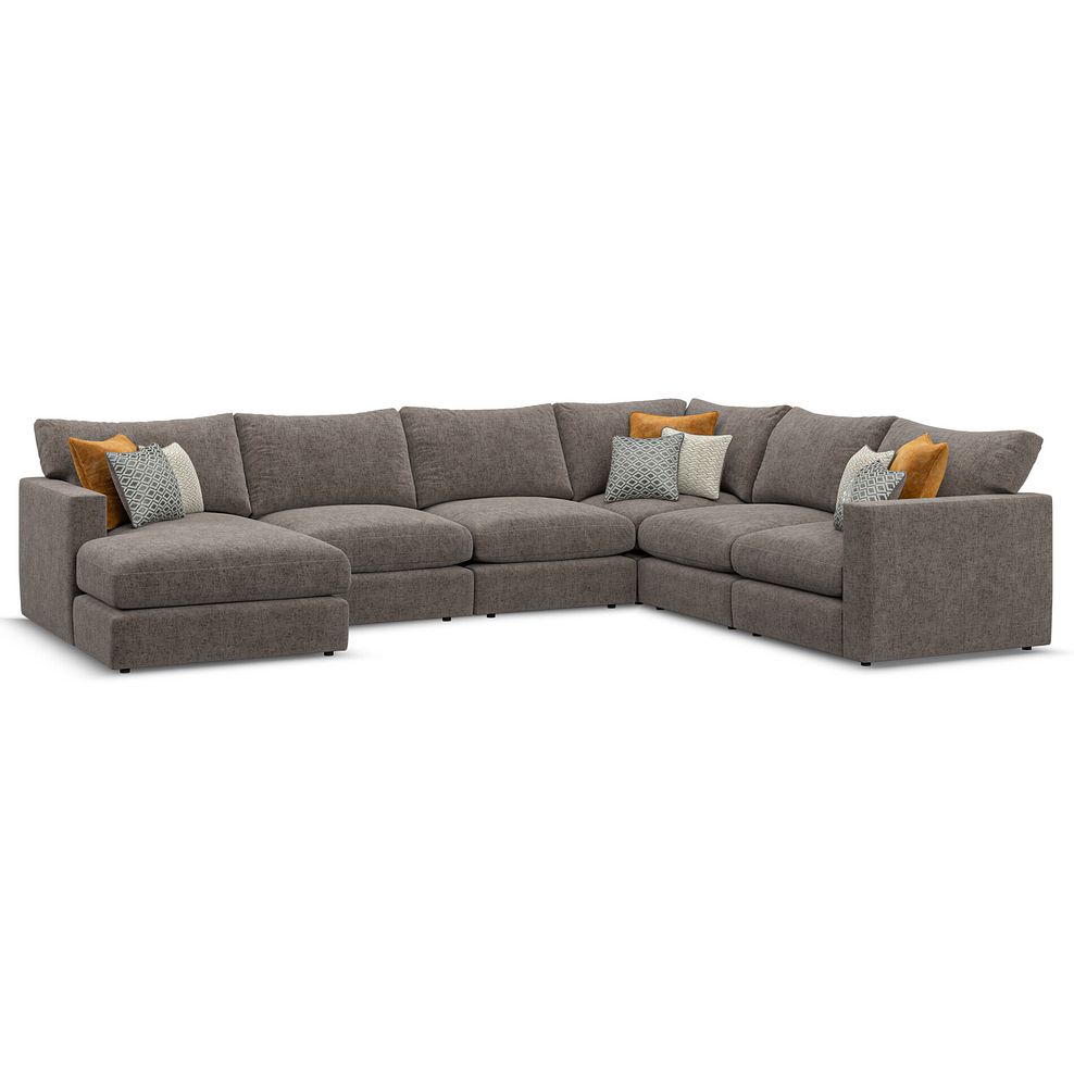 Malvern  Modular 6 Seater Left Hand Corner Sofa with Chaise in Brown fabric - Group 18 1
