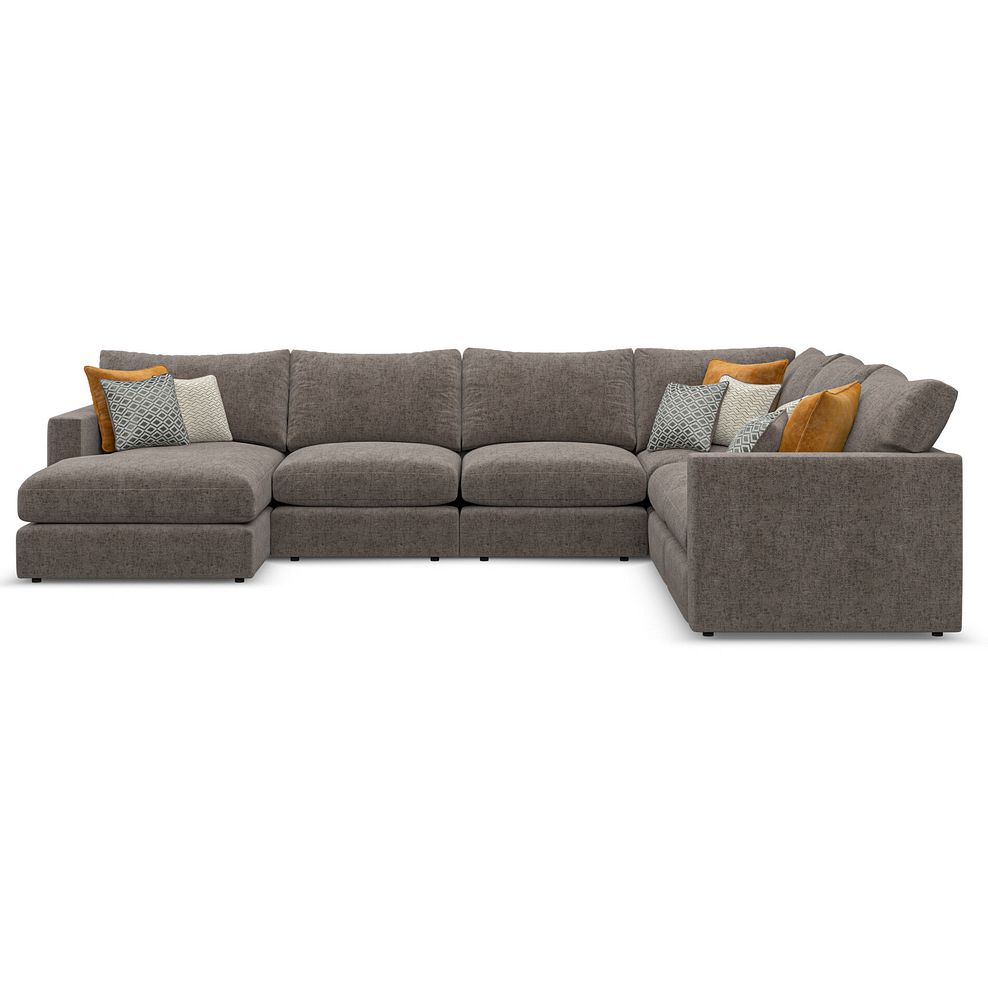 Malvern  Modular 6 Seater Left Hand Corner Sofa with Chaise in Brown fabric - Group 18 2