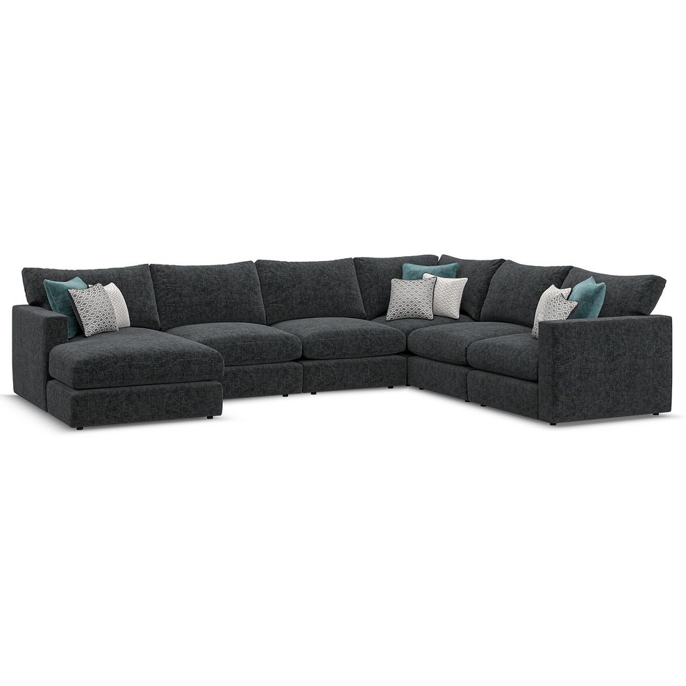 Malvern  Modular 6 Seater Left Hand Corner Sofa with Chaise in Charcoal fabric - Group 18 1