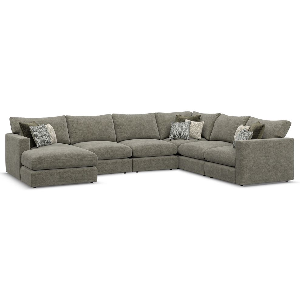 Malvern  Modular 6 Seater Left Hand Corner Sofa with Chaise in Olive Green fabric - Group 18 2