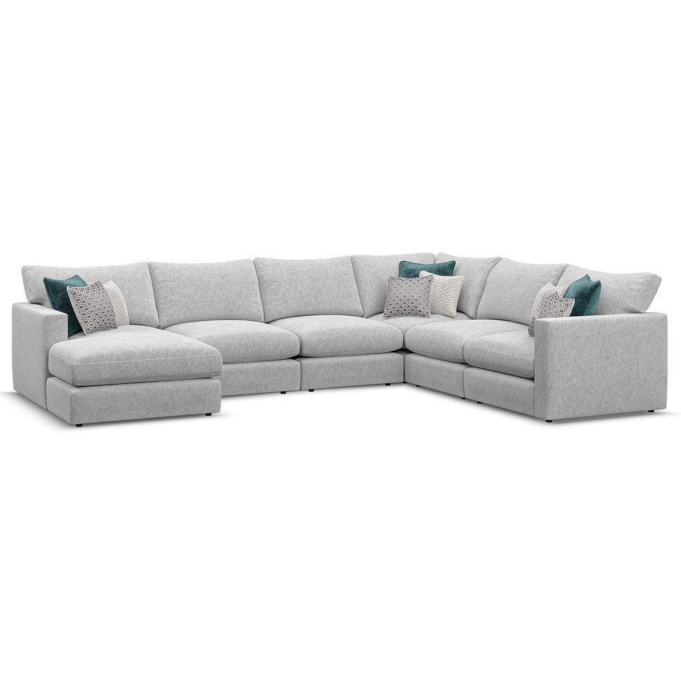 Malvern  Modular 6 Seater Left Hand Corner Sofa with Chaise in Silver fabric - Group 18 1
