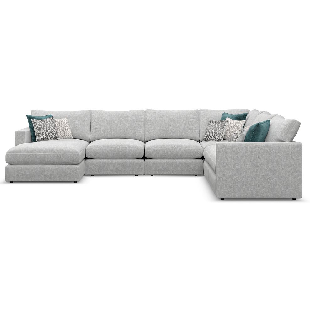 Malvern  Modular 6 Seater Left Hand Corner Sofa with Chaise in Silver fabric - Group 18 2