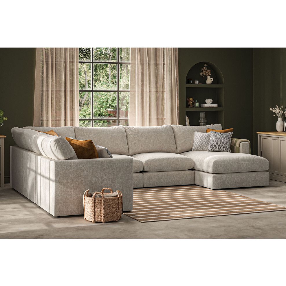 Malvern Modular 6 Seater Right Hand Corner Sofa with Chaise in Beige fabric - Group 19 2