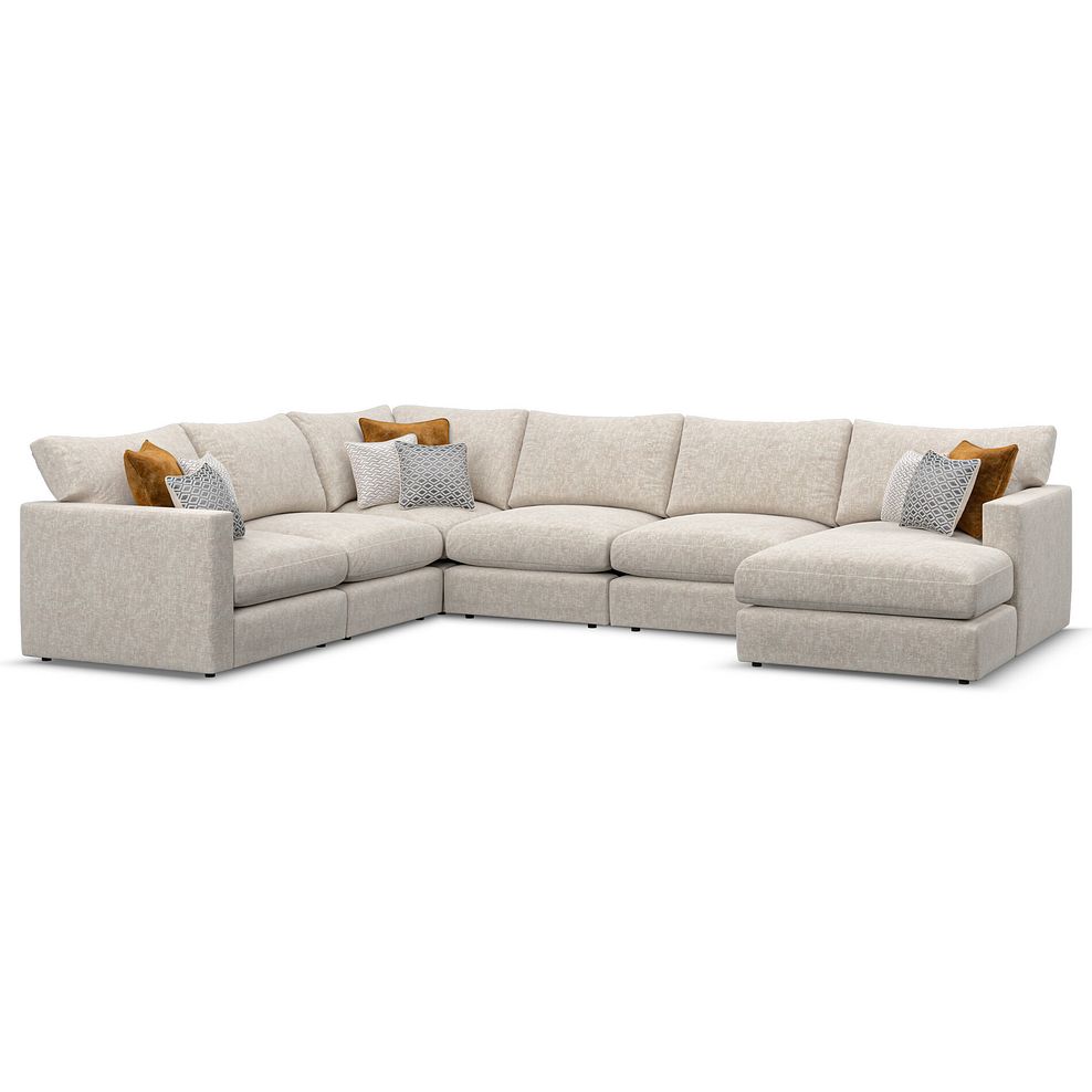 Malvern Modular 6 Seater Right Hand Corner Sofa with Chaise in Beige fabric - Group 19 3