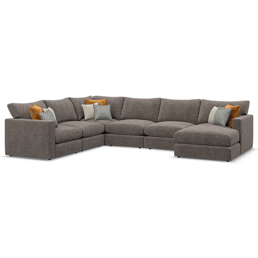 Malvern Modular 6 Seater Right Hand Corner Sofa with Chaise in Brown fabric - Group 19 1