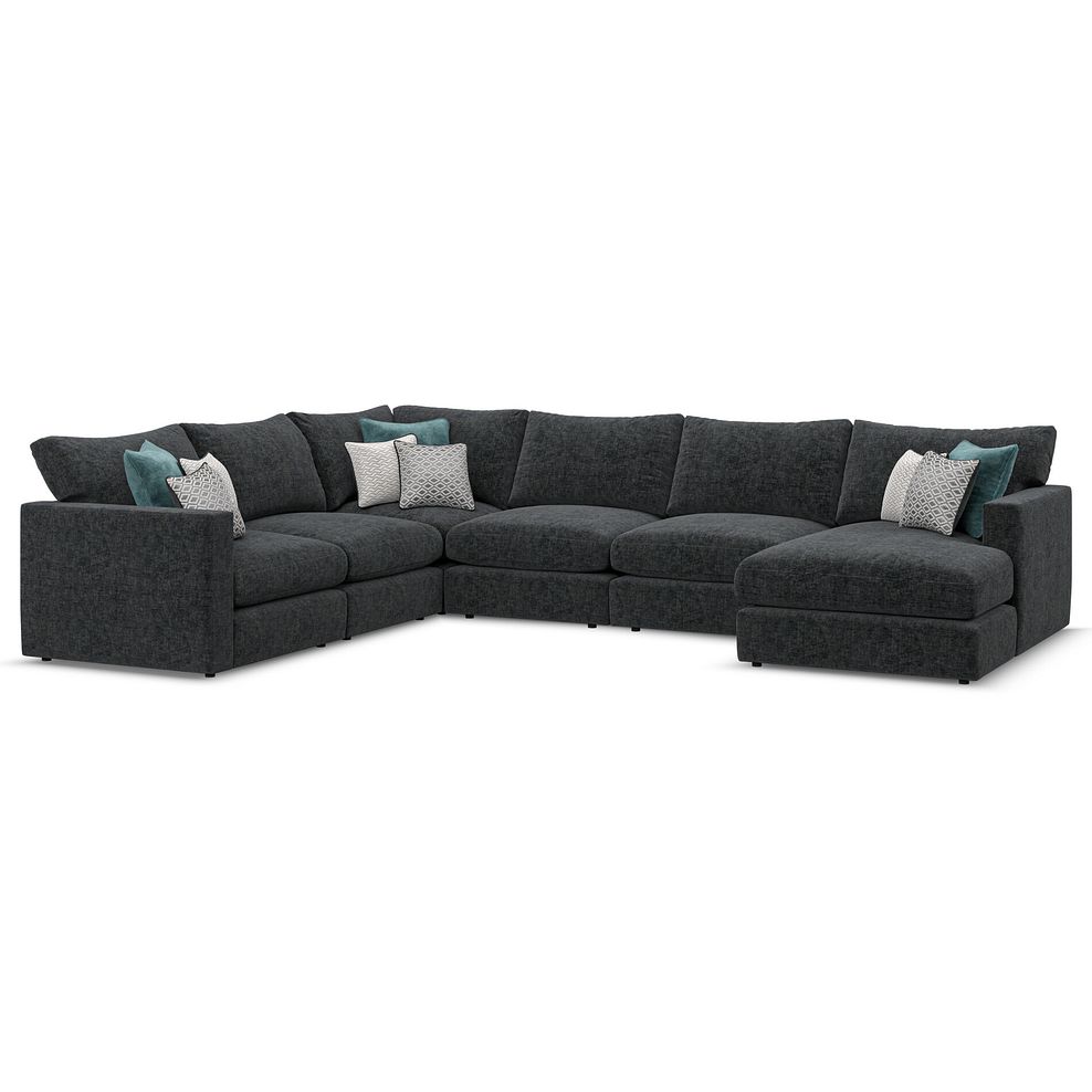Malvern Modular 6 Seater Right Hand Corner Sofa with Chaise in Charcoal fabric - Group 19 1