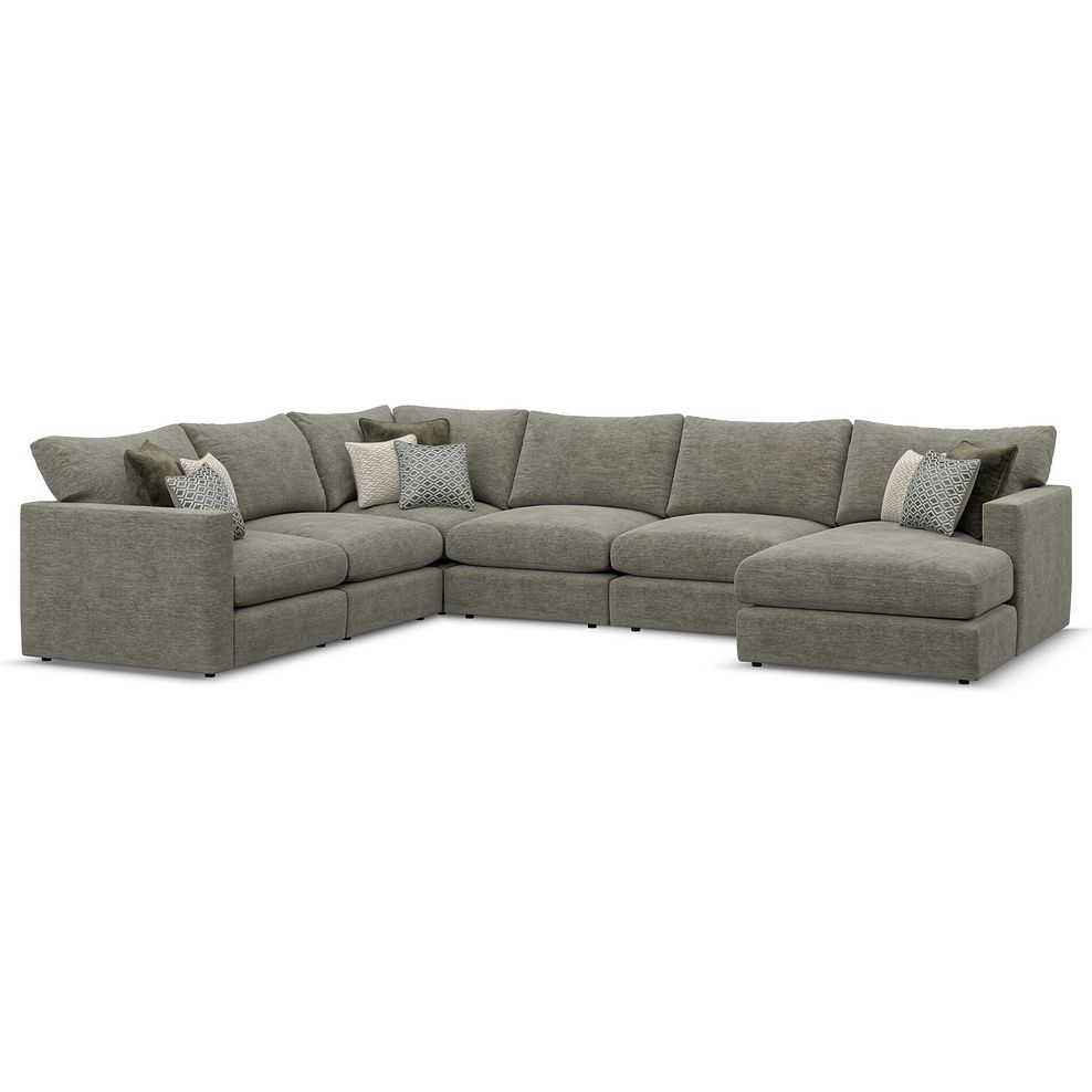 Malvern Modular 6 Seater Right Hand Corner Sofa with Chaise in Olive Green fabric - Group 19 2