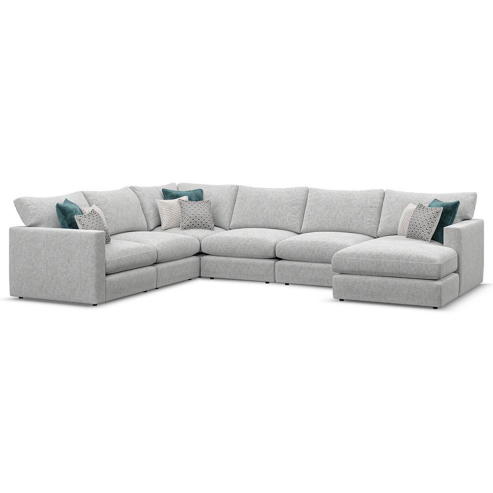 Malvern Modular 6 Seater Right Hand Corner Sofa with Chaise in Silver fabric - Group 19 1