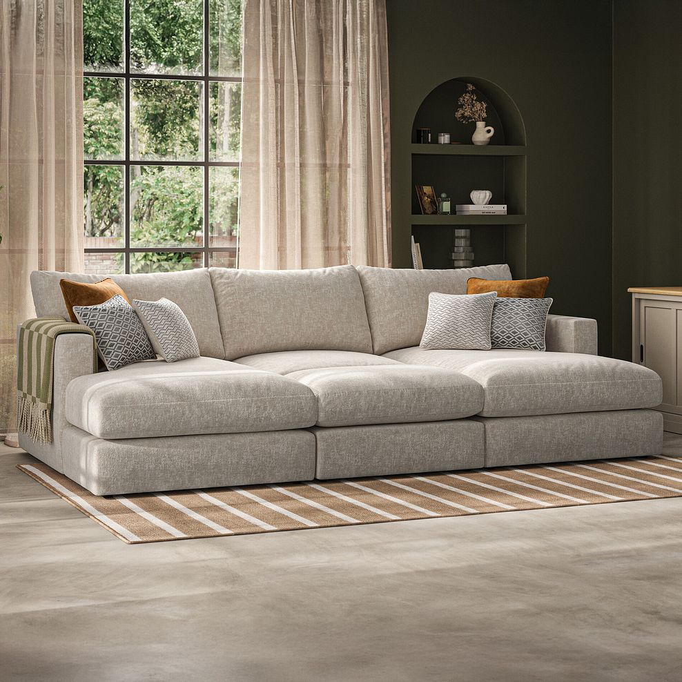 Malvern Small Fender Footstool in Beige fabric 4