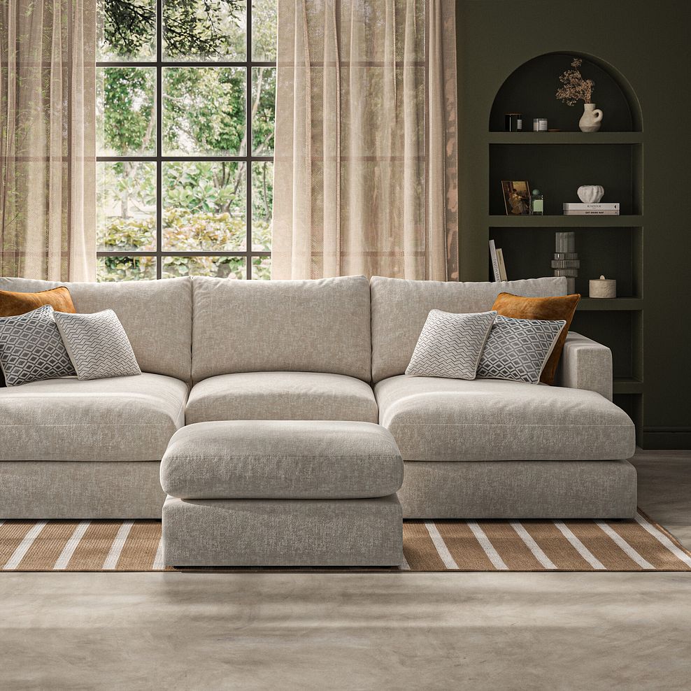 Malvern Small Fender Footstool in Beige fabric 3