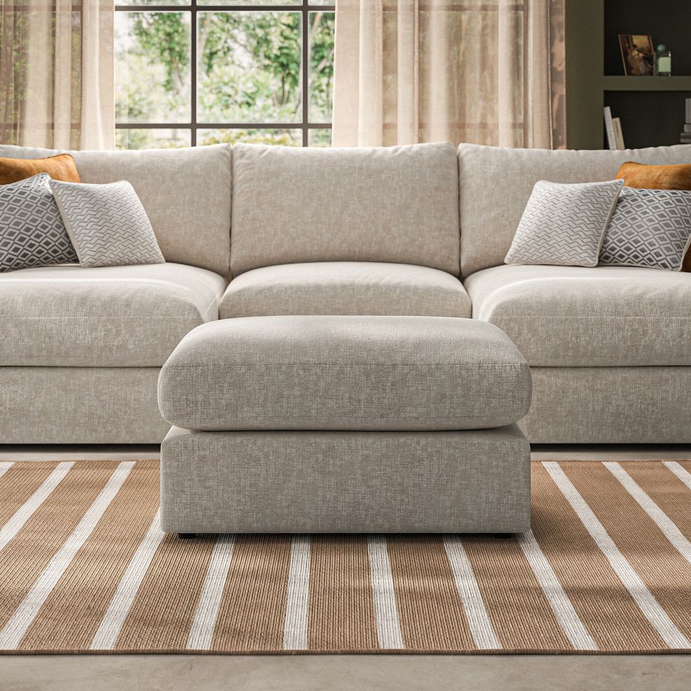 Malvern Small Fender Footstool in Beige fabric 2