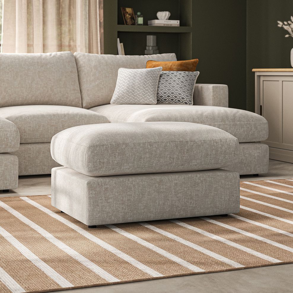 Malvern Small Fender Footstool in Beige fabric 1