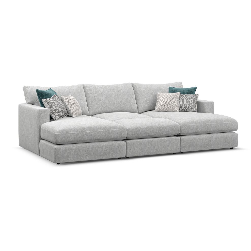 Malvern Small Fender Footstool in Silver fabric 5