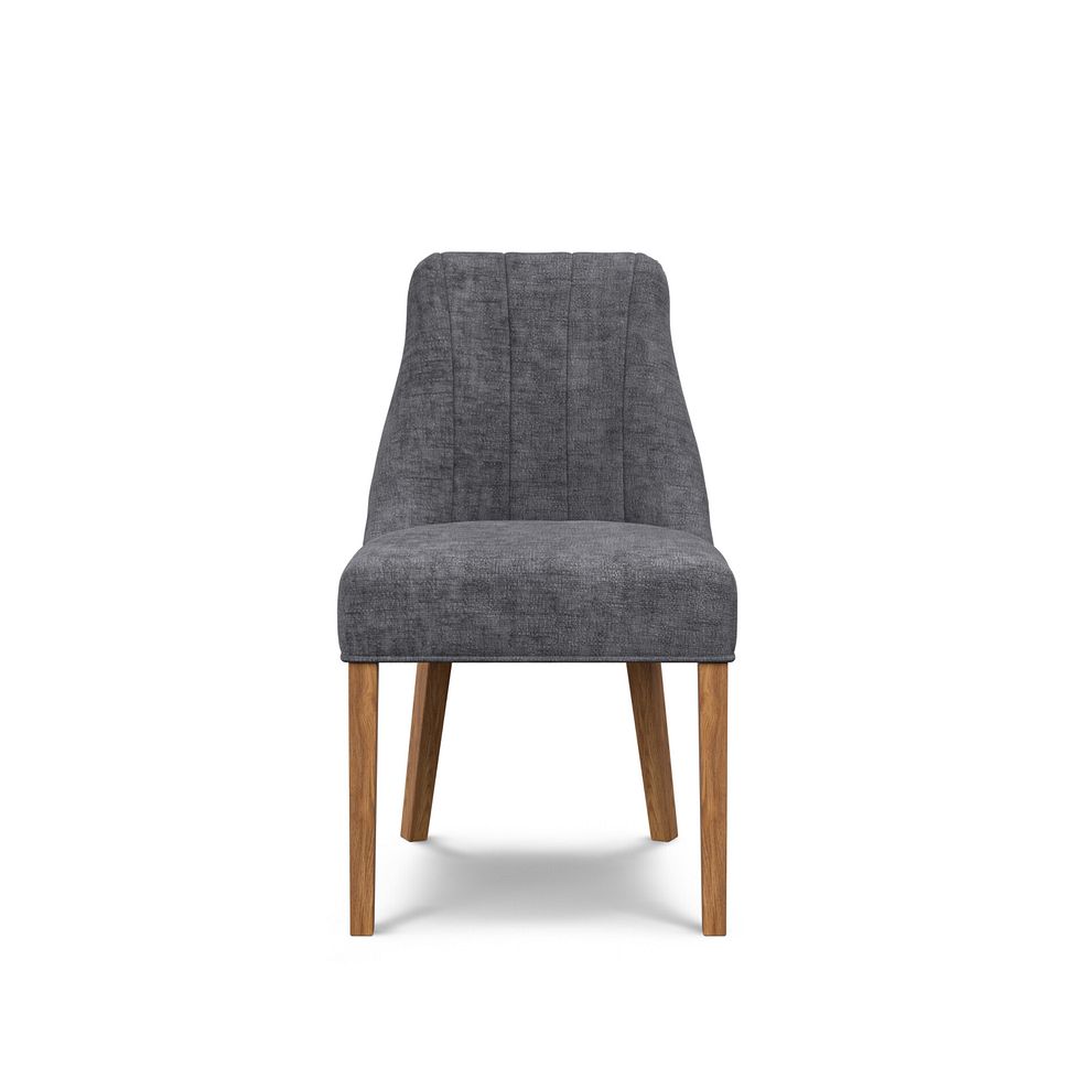 Marlene Upholstered Chair with Oak Legs in Brooklyn Asteroid Grey Fabric 2