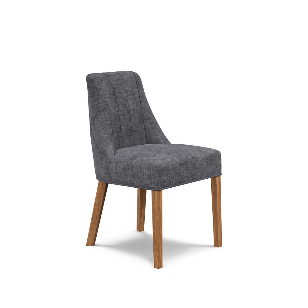 Marlene Upholstered Chair with Oak Legs in Brooklyn Asteroid Grey Fabric 1