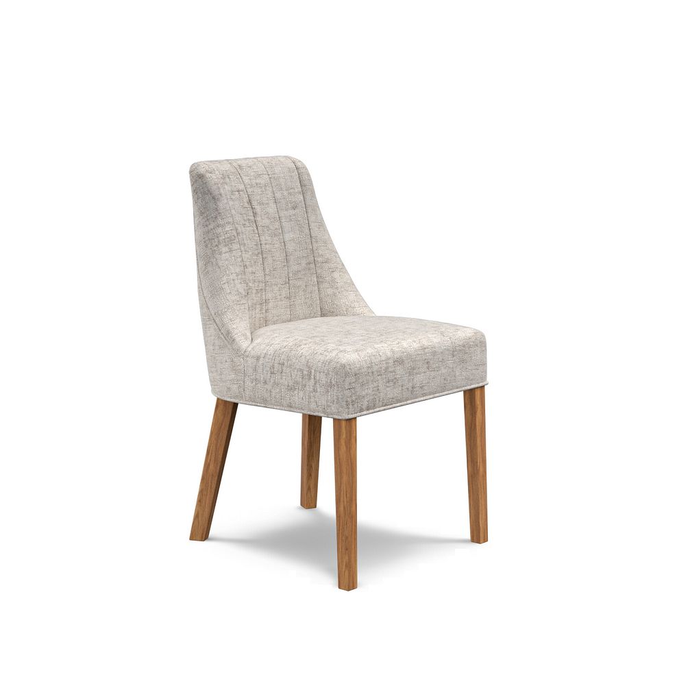 Marlene Upholstered Chair with Oak Legs in Brooklyn Quill Grey Fabric 1