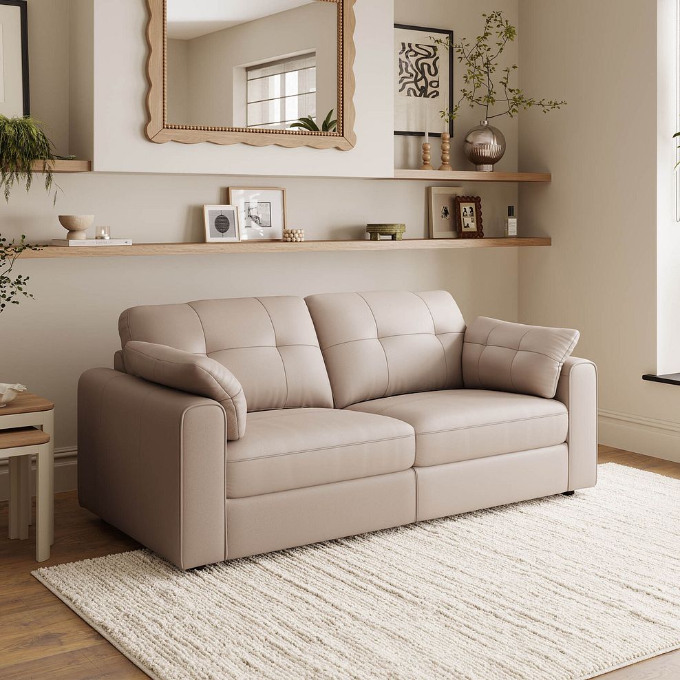Marley 2 Seater Modular Sofa in Oslo Mushroom Leather - Group 8 1