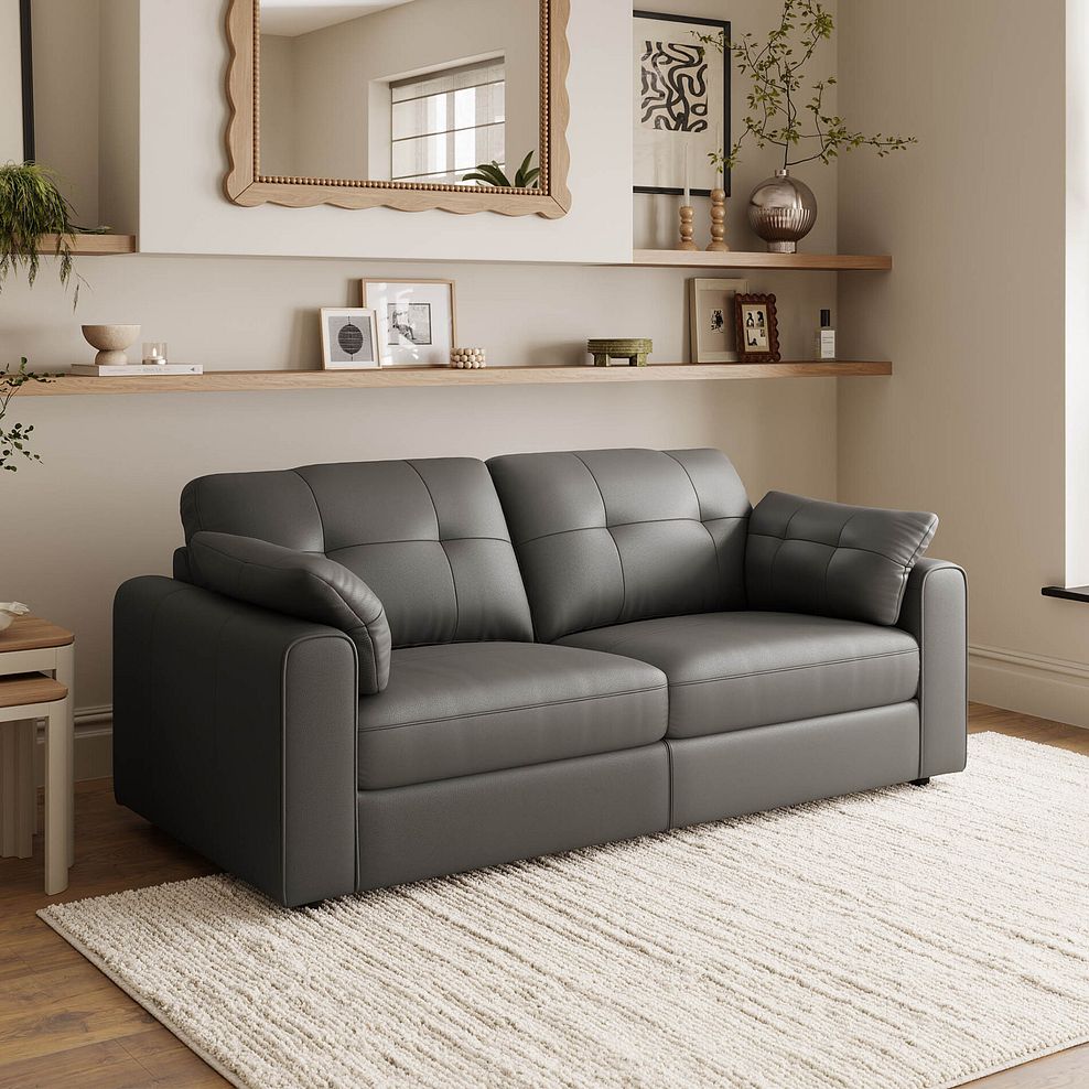 Marley 2 Seater Modular Sofa in Oslo Storm Leather - Group 8 1
