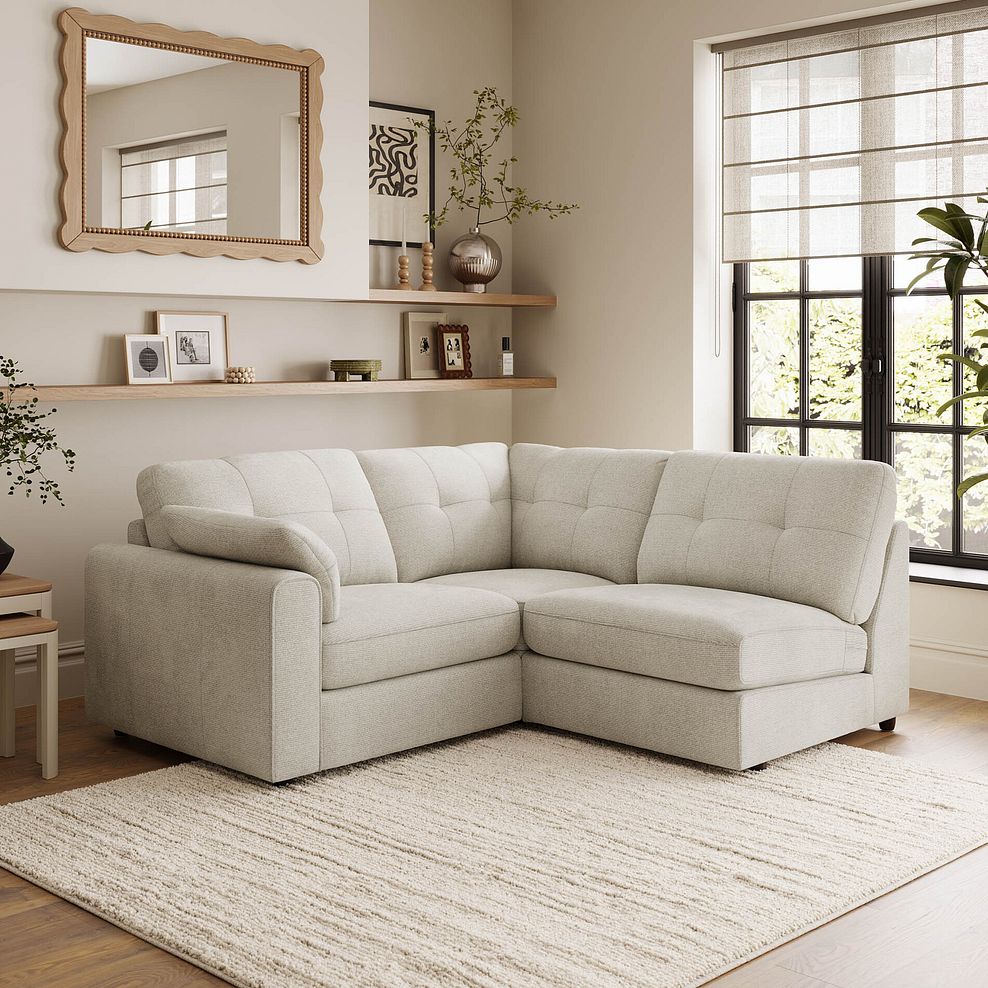 Marley 3 Seat Left Hand Modular Corner Sofa in Lila Ivory Fabric - Group 6 1