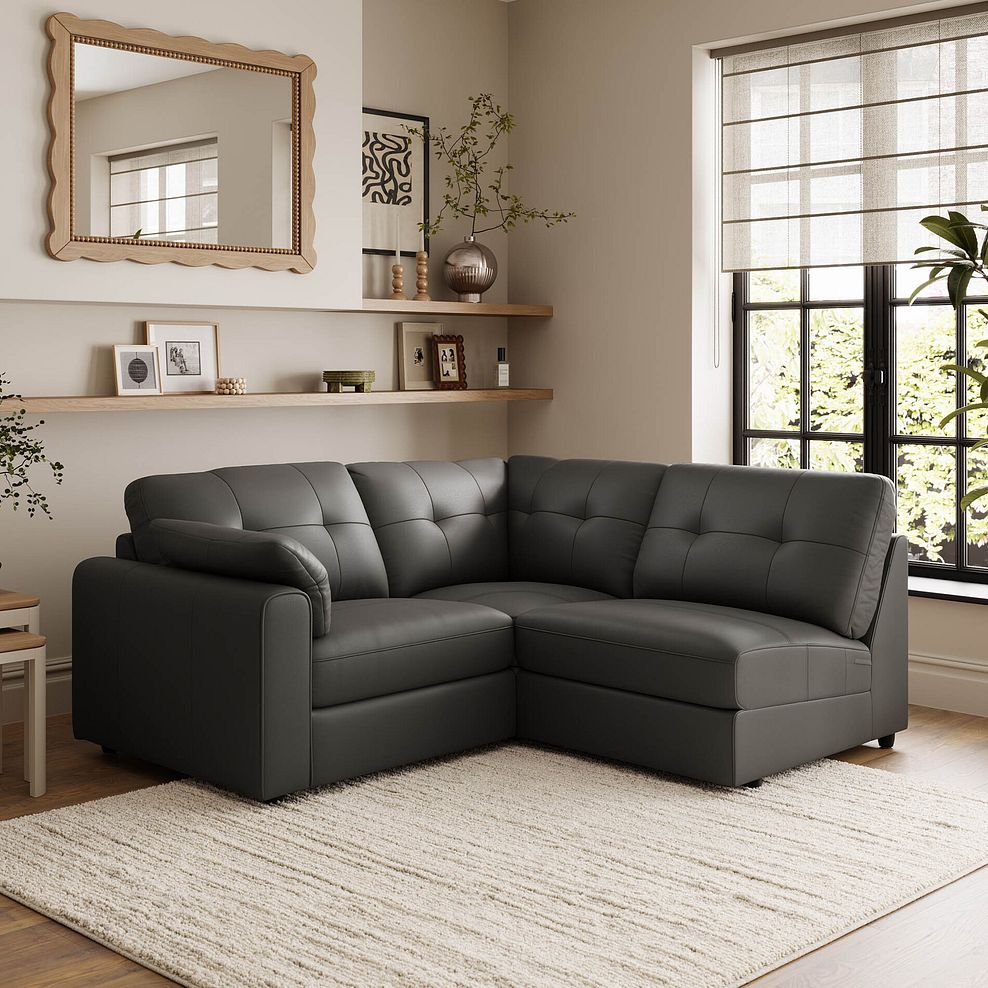 Marley 3 Seat Left Hand Modular Corner Sofa in Oslo Storm Leather - Group 6 1