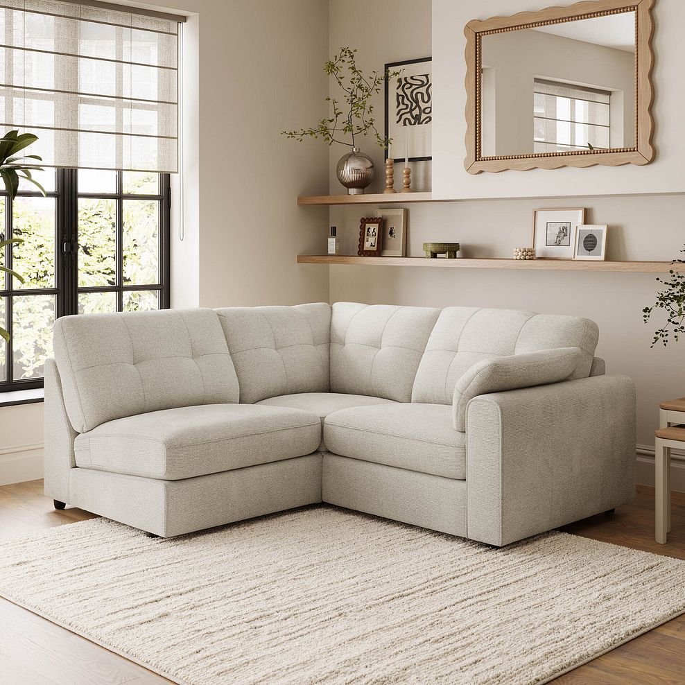 Marley 3 Seat Right Hand Modular Corner Sofa in Lila Ivory Fabric - Group 7 1