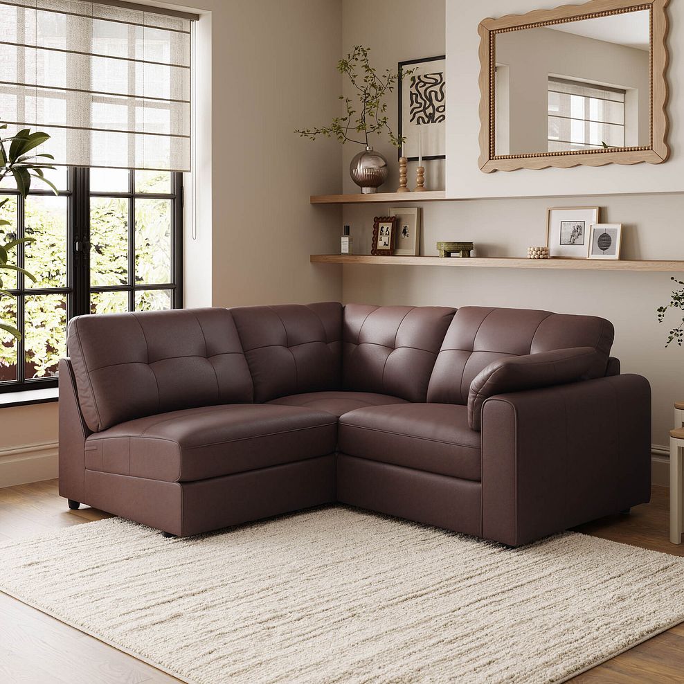 Marley 3 Seat Right Hand Modular Corner Sofa in Oslo Chestnut Leather - Group 7 1