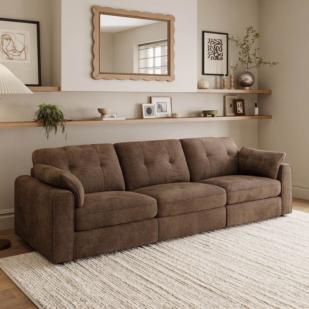 Marley 3 Seater Modular Sofa in Lila Chocolate Fabric - Group 9 1