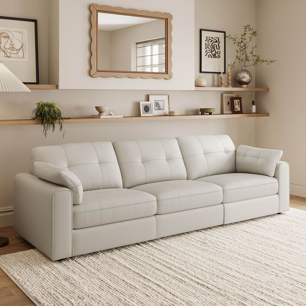 Marley 3 Seater Modular Sofa in Oslo Bone China Leather - Group 9 1