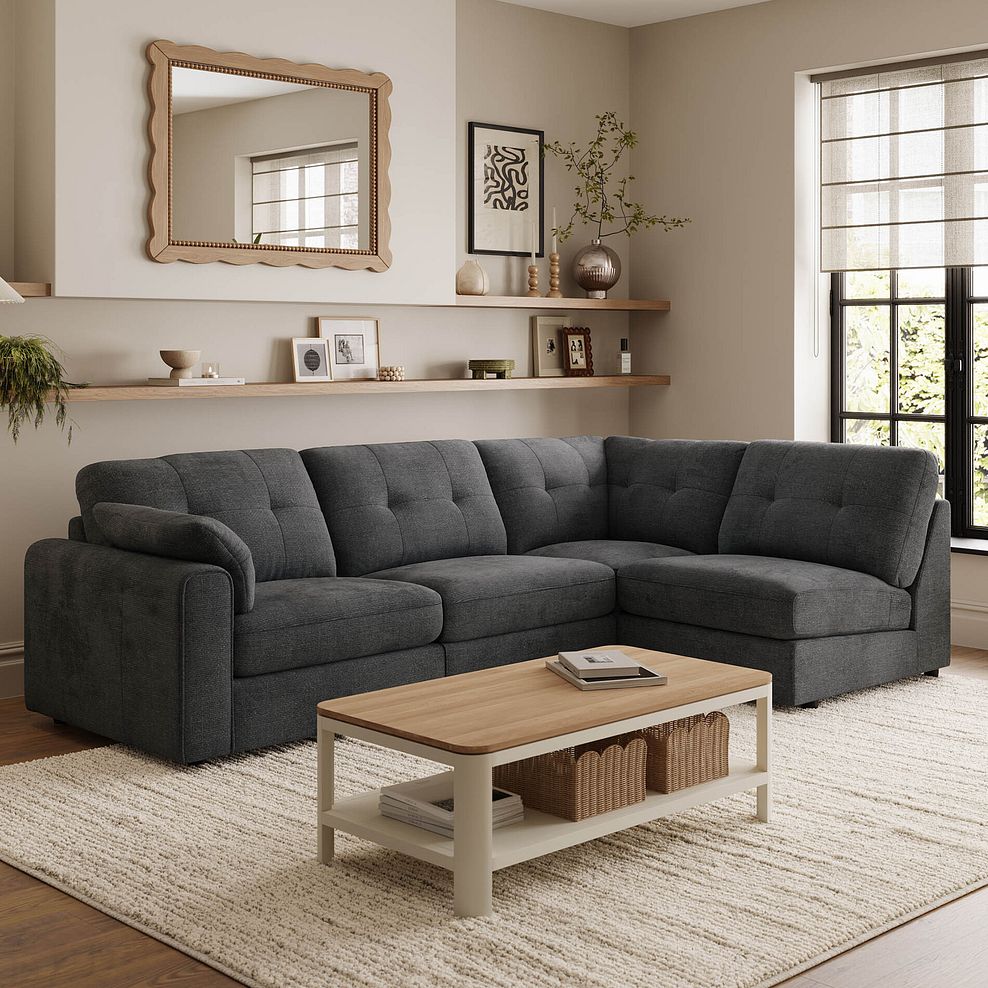 Marley 4 Seat Left Hand Modular Corner Sofa in Lila Charcoal Fabric - Group 4 1