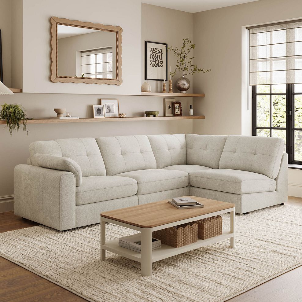 Marley 4 Seat Left Hand Modular Corner Sofa in Lila Ivory Fabric - Group 4 1